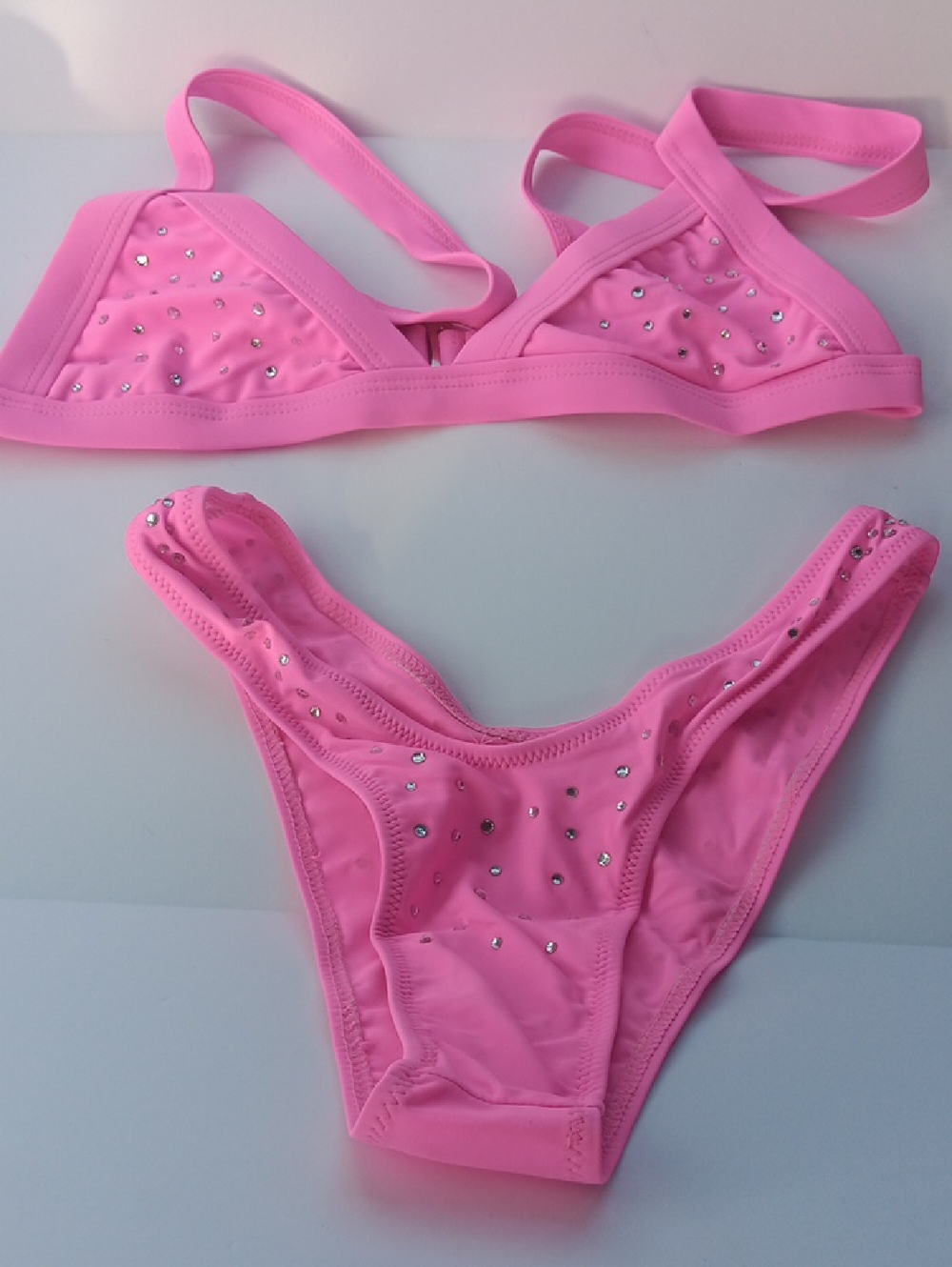 Pink Rhinestone Bikini Set